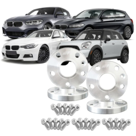 Simoni Racing Aluminium Spoorverbreder Set - 2x12mm(VA) - 2x16mm(AA) (Naaf 72,6mm) inclusief wielbouten - passend voor BMW diversen