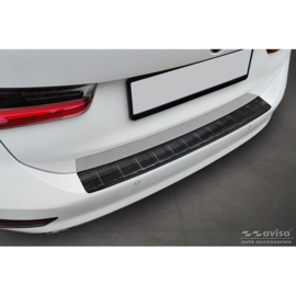 Zwart RVS Achterbumperprotector passend voor BMW 3-Serie G21 Touring 2019-2022 'Ribs'