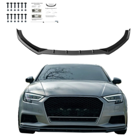 Oneway Voorspoilerlip passend voor Audi A3 (8V) Sedan Facelift 2016-2020 - Glanzend zwart