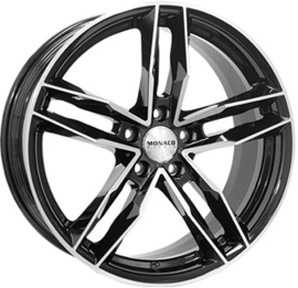 MONACO WHEELS RR8M 19inch 8,5j 5/112 ET35 Naaf 66,5mm Zwart Glans / Gepolijst