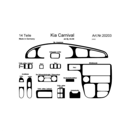 Prewoodec Interieurset passend voor Kia Carnival 4/1999- 14-delig - Wortelnoot