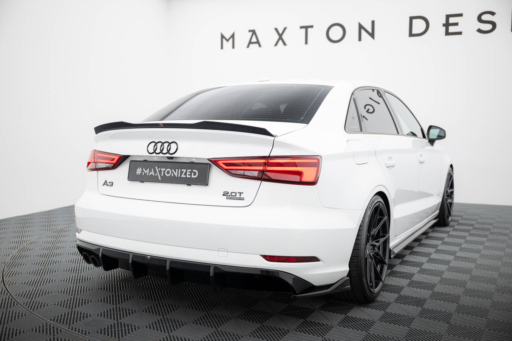 Maxton Design Achterspoiler Audi A3 Sedan 8V Facelift (uitvoering met dubbele uitlaatpijpen aan één kant)