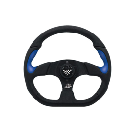 Simoni Racing Universeel Sportstuur X2 Poly Pelle - Zwart Eco-Leder/Blauw - Diameter 330mm