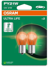 Osram Ultra Life Halogeen lampen - BAU15S - 12V/21W - set à 2 stuks - Amber