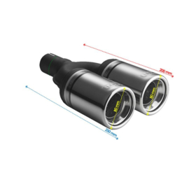 Ulter Sport Uitlaatsierstuk - Dubbel Rond Ø80mm - Lengte 200mm - Montage ->50mm - RVS