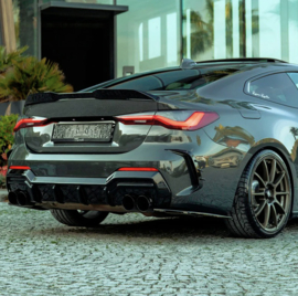 Oneway Achterbumperskirt (Diffuser) passend voor BMW 4-Serie G22/G23 Coupe/Cabrio M-Pack/M440i 2020-2024 & Facelift 2024- - Glanzend zwart