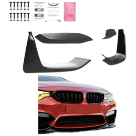 Oneway Front Flaps passend voor BMW M3 F80 2014-2018 & M4 F82 2014-2021 - Glanzend zwart