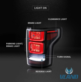 VLAND LED-koplampen + achterlichten voor Ford F150 2015-2017 KOPLAMPEN Zwart (2015-2017) ACHTERLICHTEN Heldere lens