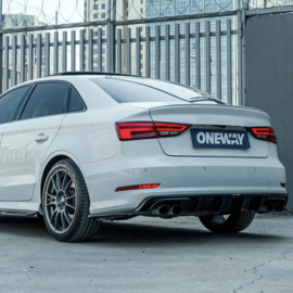 Oneway Achterbumperskirts (Hoeken) passend voor Audi S3 8V Sedan 2013-2016 - Glanzend zwart
