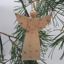 Engel decoratie Naturel/gold 3 in een zakje