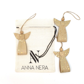 Engel decoratie Naturel/gold 3 in een zakje