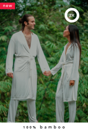 2x 100% bamboo kimono + 2x lounge pants combo (made-to-order in Bali + natural dye)