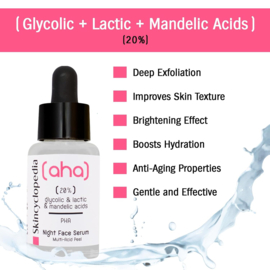 Nachtpeeling-Gesichtsserum mit 20 % Milchsäure, Glykolsäure, Mandelsäure und Polyhydroxysäuren 30 ml