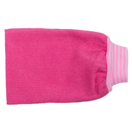 Roze exfoliërende Scrub handschoen 23 x 14,5 cm