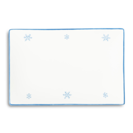Serveerschaal rechthoek - Sneeuwkristal - blauw - 30 x 20 cm