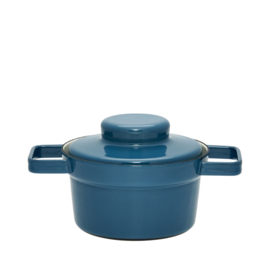 Pan hoog met deksel - blauw - 16 cm