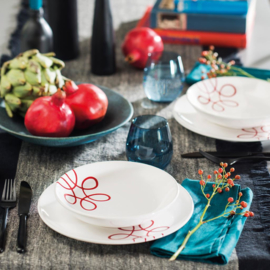 Dinerbord - Pur Geflammt - rood - 25 cm