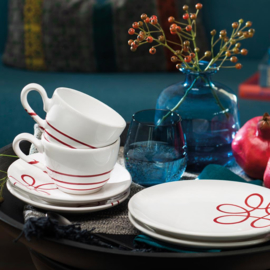 Dinerbord - Pur Geflammt - rood - 25 cm