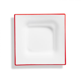 Soepbord vierkant - Rand - robijnrood - 20x20cm