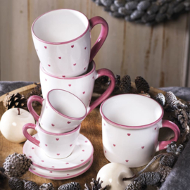 Koffiebeker Max - Hartjes roze - cadeauverpakking