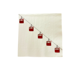 Servetten met rode gondelbaan - 33 x 33 cm