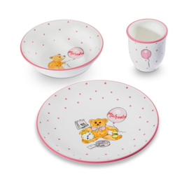 Kinderservies - roze gepersonaliseerd