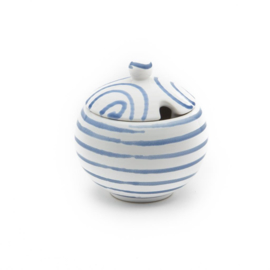 Suikerpot bol - Geflammt - blauw - 10 cm