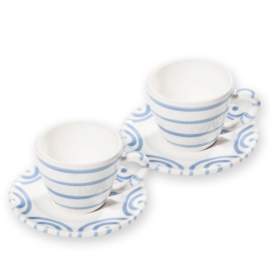 Espressoset voor twee - Blauw geflammt