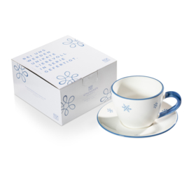 Theebeker Maxima set - Sneeuwkristal - blauw - cadeauverpakking