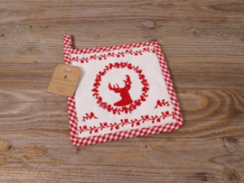 Pannenlap hert rood - 16 x 16 cm