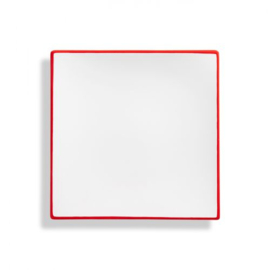 Dinerbord vierkant - Rand - robijnrood - 26x26cm
