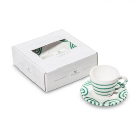 Espressoset 2-delig - Geflammt - groen - cadeauverpakking