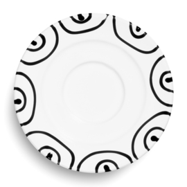 Schoteltje voor koffiekopje - Geflammt - zwart - 16 cm