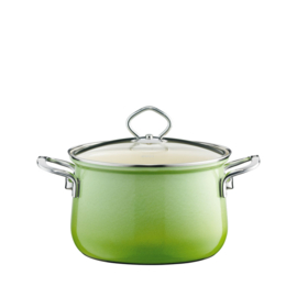 Pan hoog met glazen deksel - Smaragd groen - 16 cm - 1,5 liter