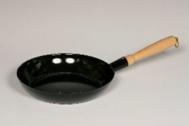 Koekenpan -houten steel - zwart - 20 cm