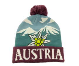 Austria muts met Edelweiss - blauw