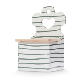 Zoutpot met houten deksel - Geflammt - grijs 18 cm