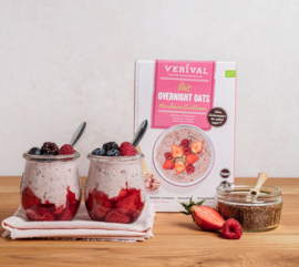 Overnight oats framboos  en aardbei - Verival 350 gram