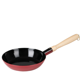 Wokpan met steel - rood / zwart - 20 cm