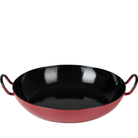 Wokpan met oren - rood / zwart - 30 cm