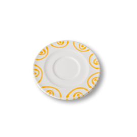 Schoteltje voor cappuccinokopje - Geflammt - geel - 14 cm