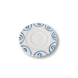 Schoteltje voor cappuccinokopje - Geflammt - blauw - 14 cm