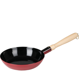 Wokpan met steel - rood / zwart - 26 cm