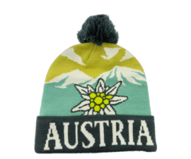 Austria muts met Edelweiss - geel en blauw
