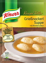 Grießnockerl Suppe mit Rindsbouillon - Kaiserteller Knorr