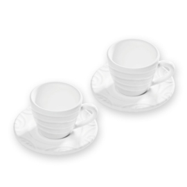 Espressoset 2-delig - Geflammt - wit - cadeauverpakking