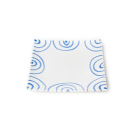 Dessertbord vierkant - Geflammt - blauw - 20 x 20 cm