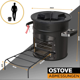 Ostove Original raketkachel voor hout verbranding - zwart