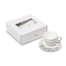 Espresso set 2-delig - Geflammt - grijs - cadeauverpakking