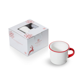 Koffiebeker - Rand - robijnrood - cadeauverpakking